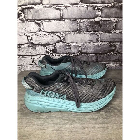HOKA ONE ONE Rincon Charcoal Gray Aqua Blue Running Shoes Women 10.5M US/43 1/3 - Picture 5 of 16